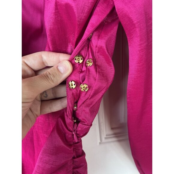 Lovers and Friends Lorenza Mini Dress Fuchsia Pink Long Sleeve V-Neck Size Xs - Picture 5 of 11